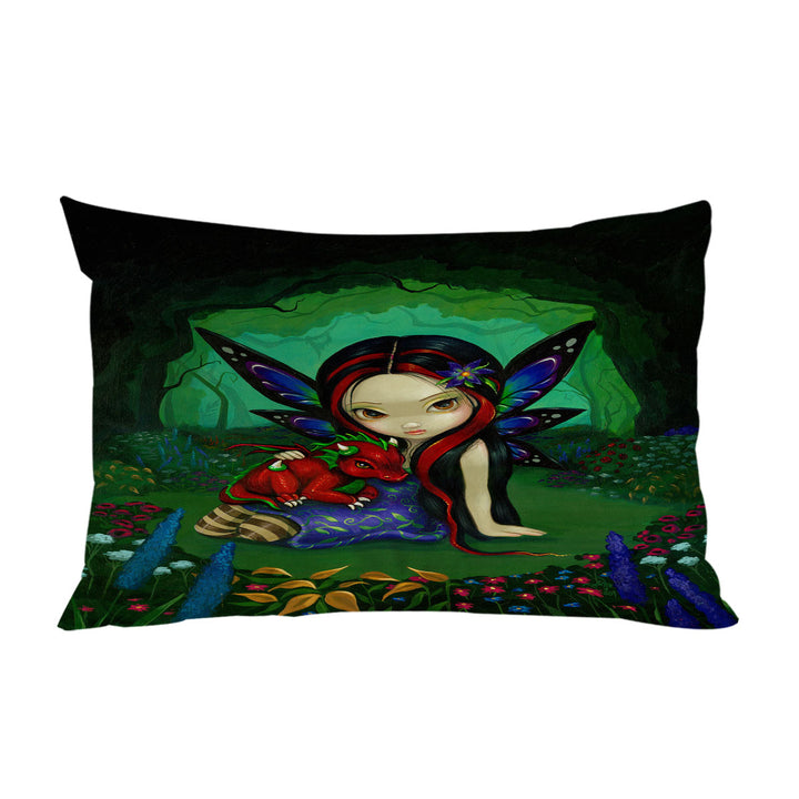 Cute Forest Fairy in the Dragonling Garden Pillow Cases