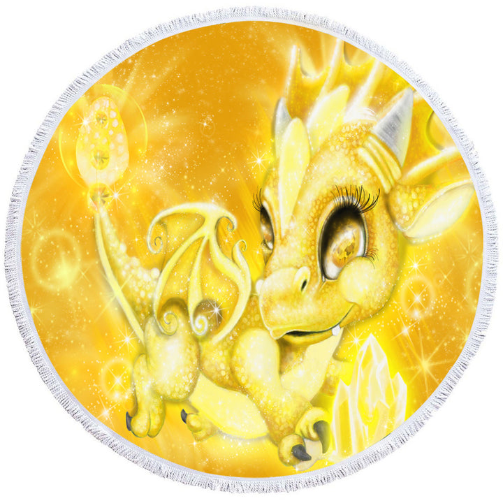 Cute Gift Circle Towel for November Yellow Topaz Birthstone Lil Dragon