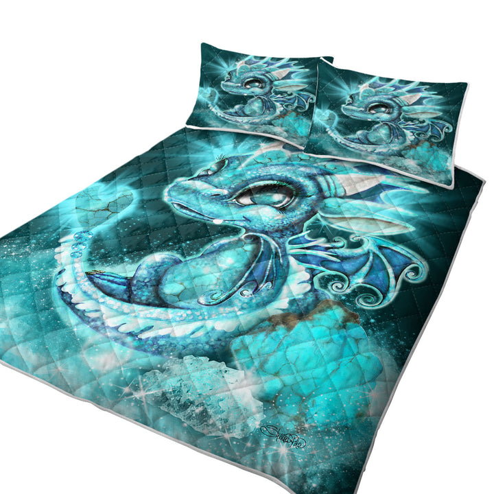 Cute Gift December Turquoise Birthstone Lil Dragon Coverlets