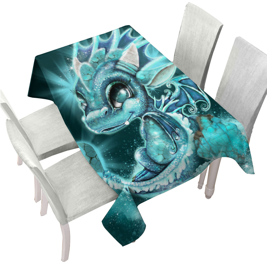 Cute Gift December Turquoise Birthstone Lil Dragon Custom table Covers