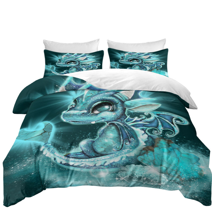 Cute Gift December Turquoise Birthstone Lil Dragon Duvet Covers