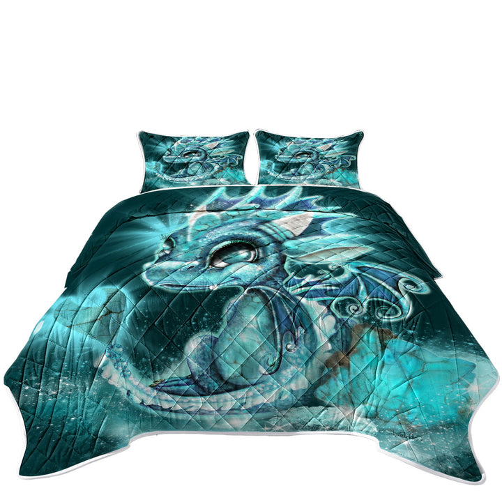 Cute Gift December Turquoise Birthstone Lil Dragon King Size Quilt Sets