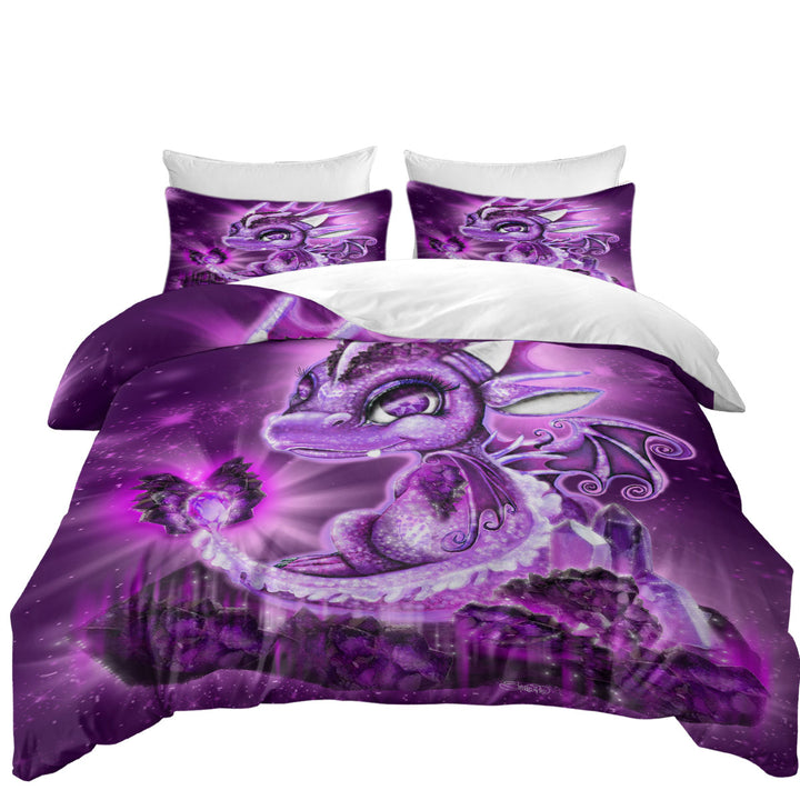 Cute Gift February Amethyst Birthstone Lil Dragon Duvet Cover