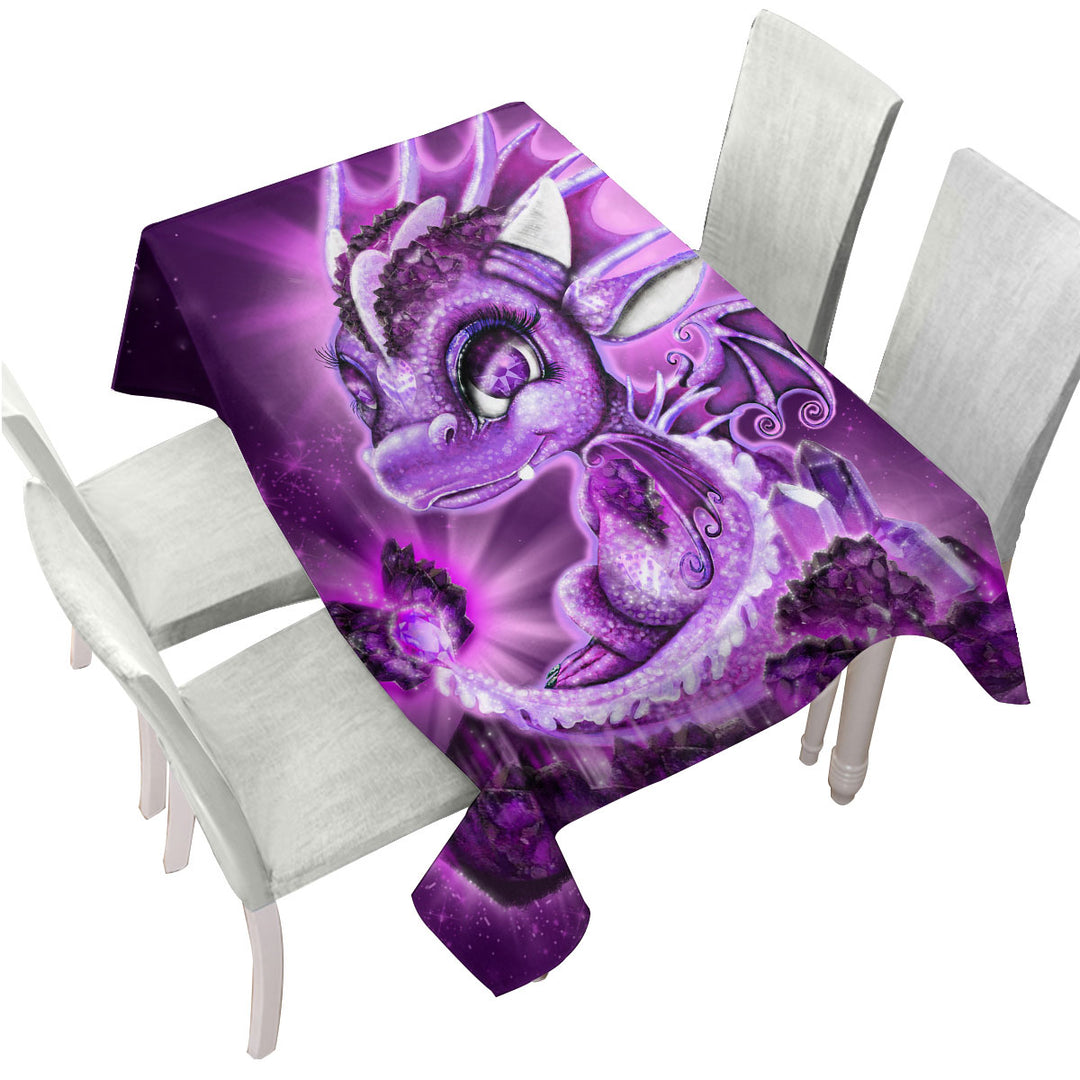 Cute Gift February Amethyst Birthstone Lil Dragon Tablecloth