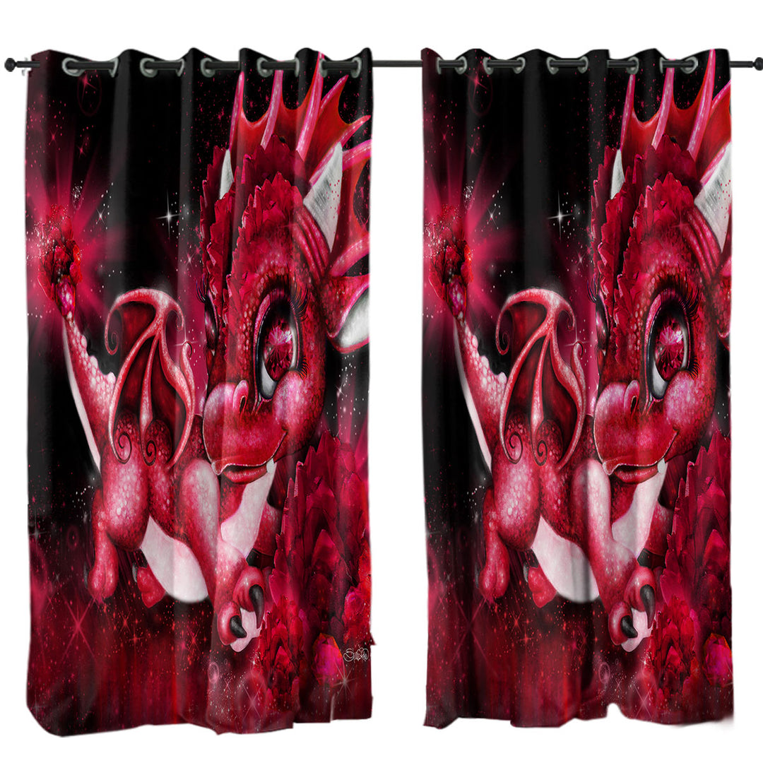 Cute Gift January Garnet Birthstone Lil Dragon Curtain