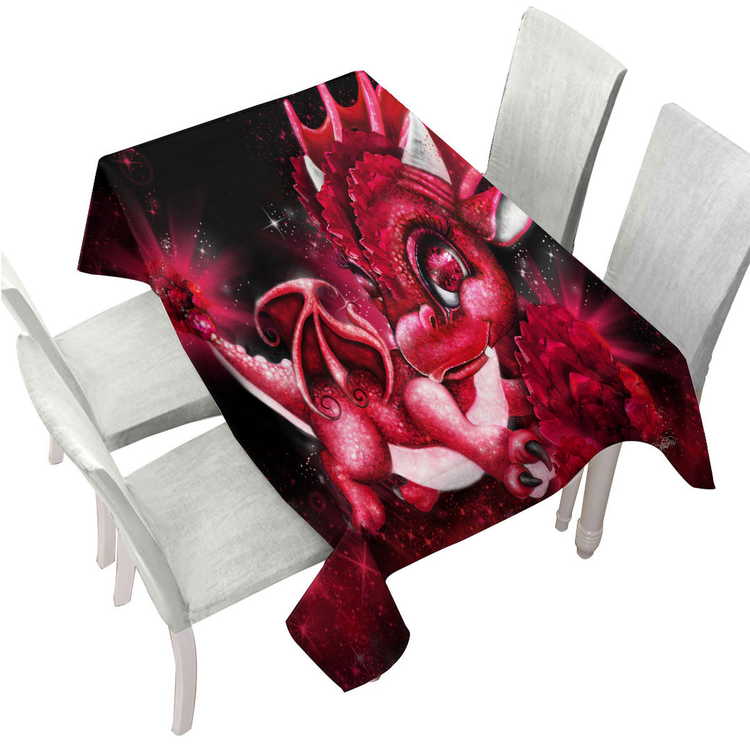 Cute Gift January Garnet Birthstone Lil Dragon Custom table cloth