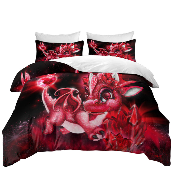 Cute Gift July Ruby Birthstone Lil Dragon Bed Covers