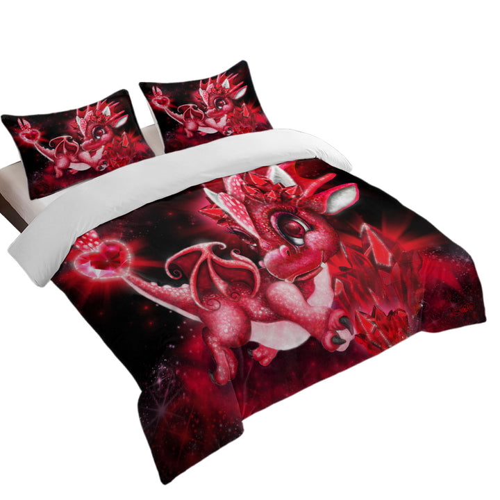 Cute Gift July Ruby Birthstone Lil Dragon King Quilt Cover