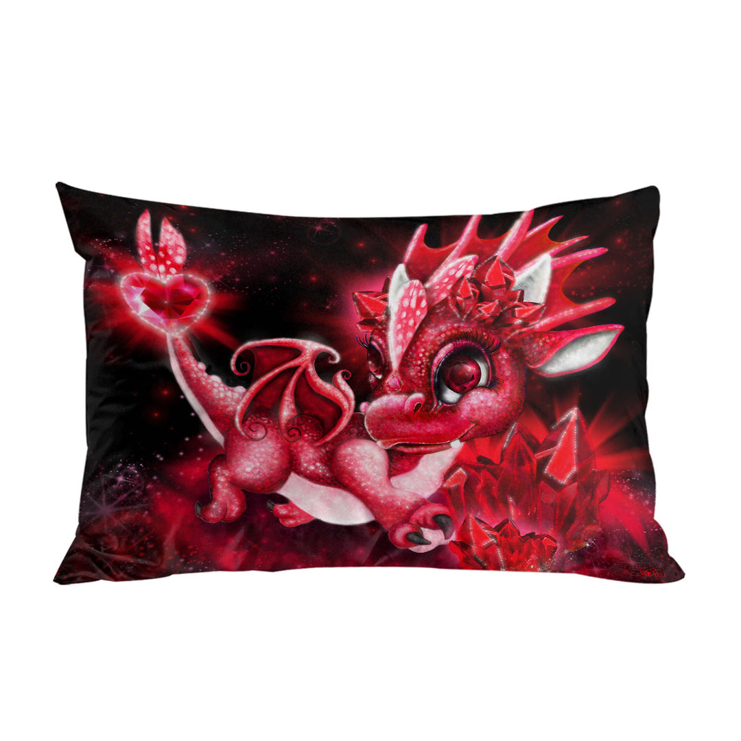 Cute Gift July Ruby Birthstone Lil Dragon Pillow Cases