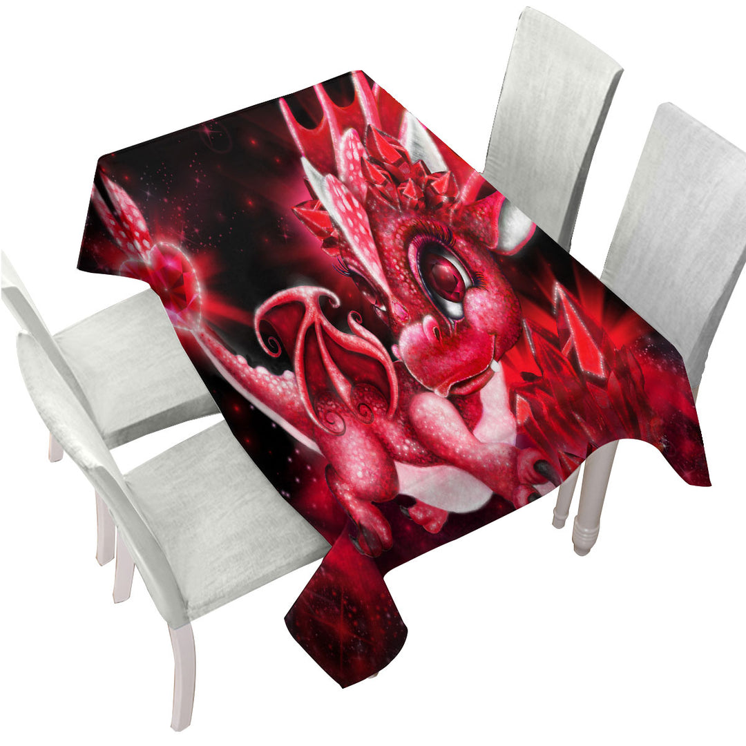 Cute Gift July Ruby Birthstone Lil Dragon Tablecloths