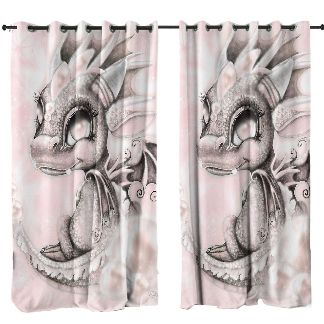 Cute Gift June Pearl Birthstone Lil Dragon Curtains