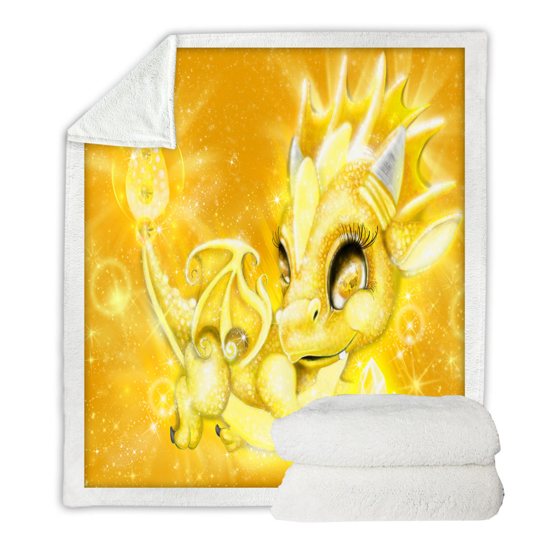 Cute Gift Lightweight Blankets for November Yellow Topaz Birthstone Lil Dragon