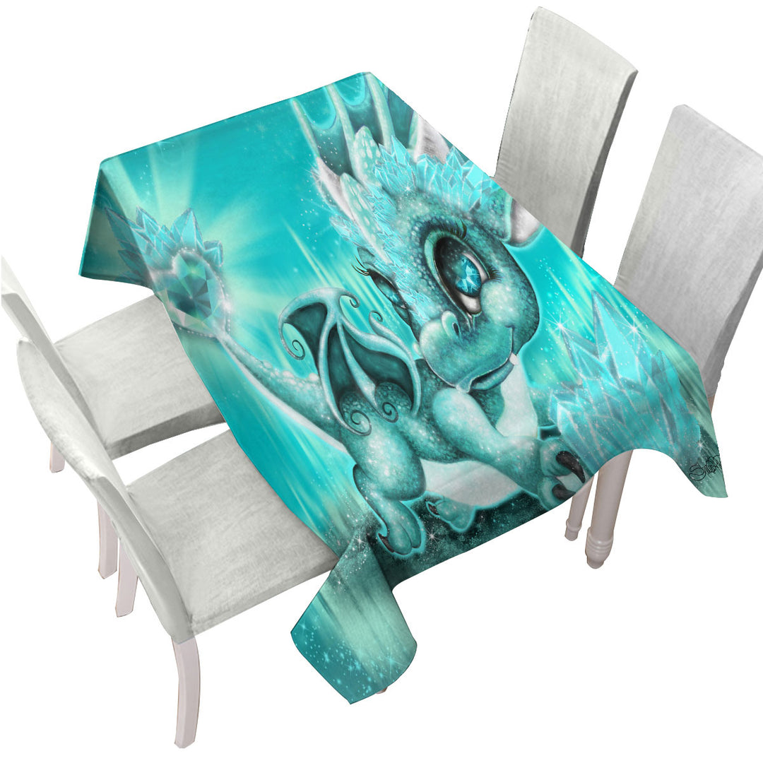 Cute Gift March Aquamarine Birthstone Lil Dragon Custom tablecloths