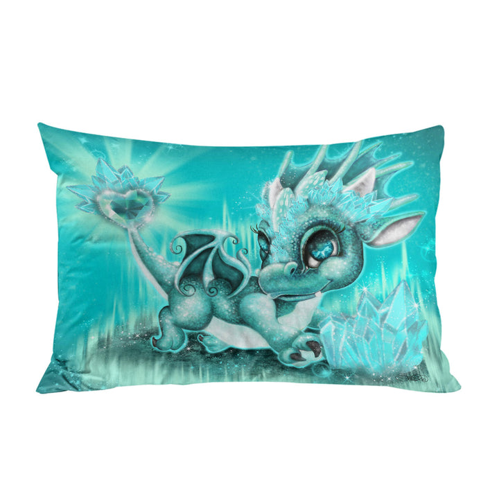 Cute Gift March Aquamarine Birthstone Lil Dragon Pillow Cases