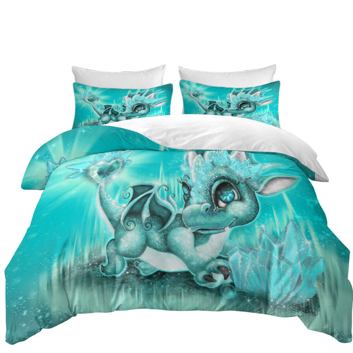 Cute Gift March Aquamarine Birthstone Lil Dragon Twin Duvet Covers