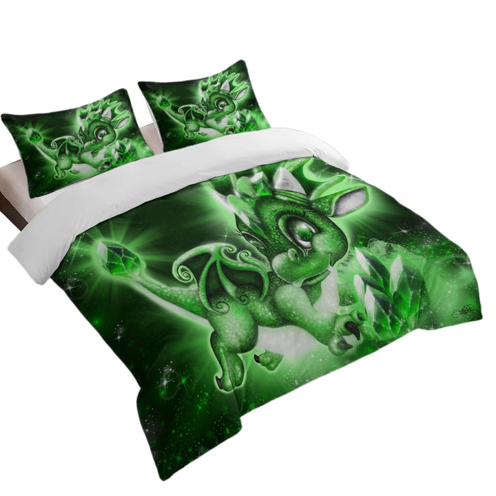 Cute Gift May Emerald Birthstone Lil Dragon Bed Covers