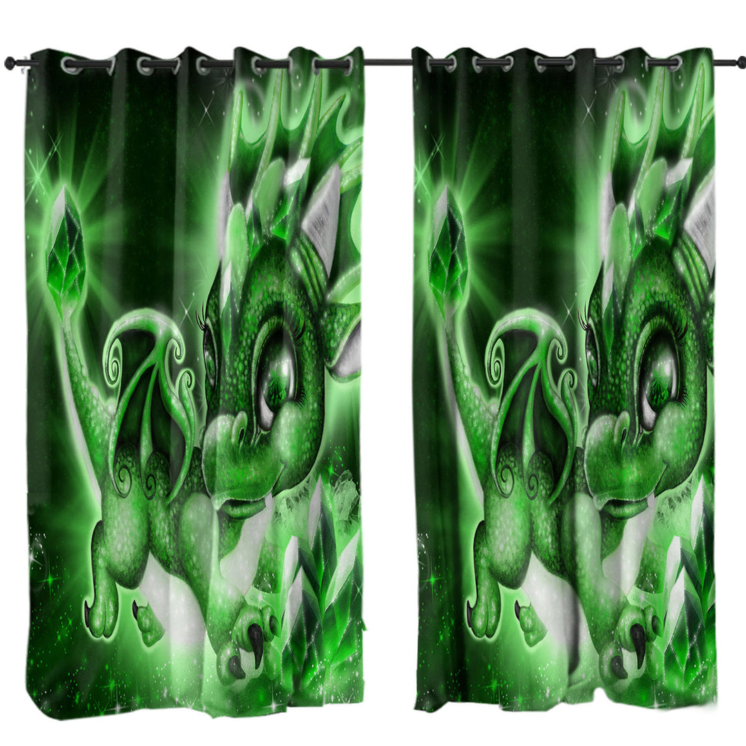 Cute Gift May Emerald Birthstone Lil Dragon Curtain