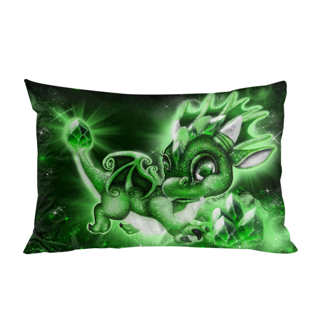 Cute Gift May Emerald Birthstone Lil Dragon Pillowcases