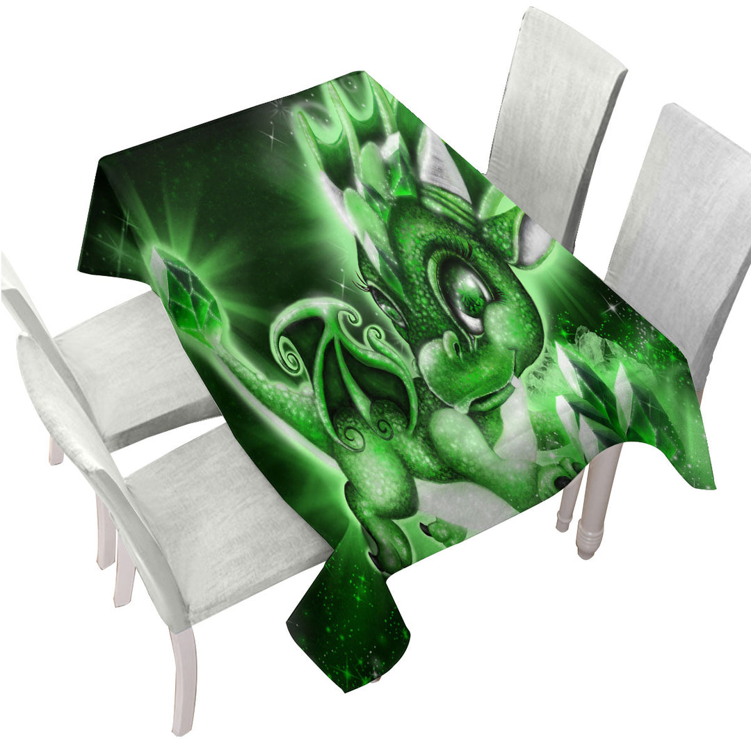 Cute Gift May Emerald Birthstone Lil Dragon Table Cover