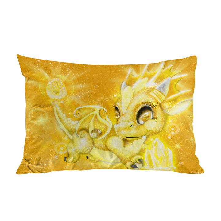 Cute Gift November Yellow Topaz Birthstone Lil Dragon Pillowcase