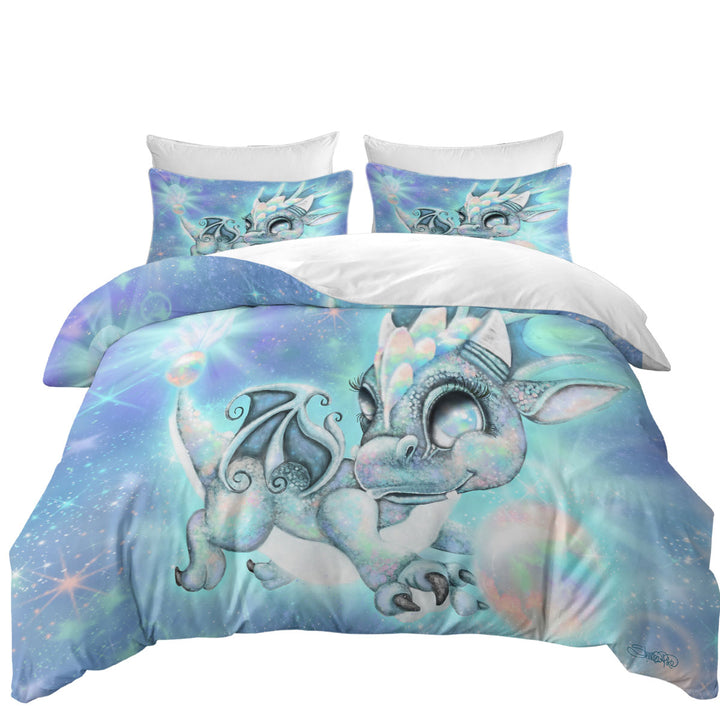 Cute Gift October Opal Birthstone Lil Dragon Quilt Cover Sets