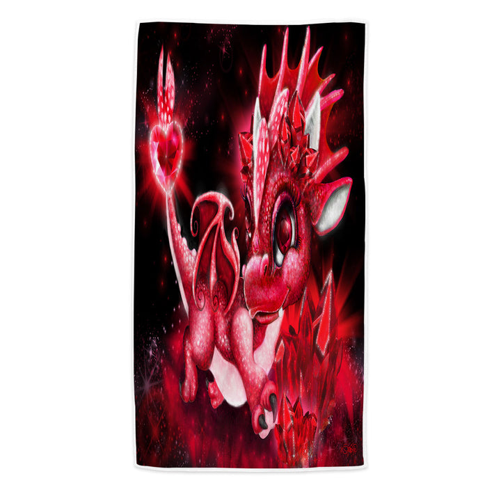 Cute Gift Pool Towels for July Ruby Birthstone Lil Dragon