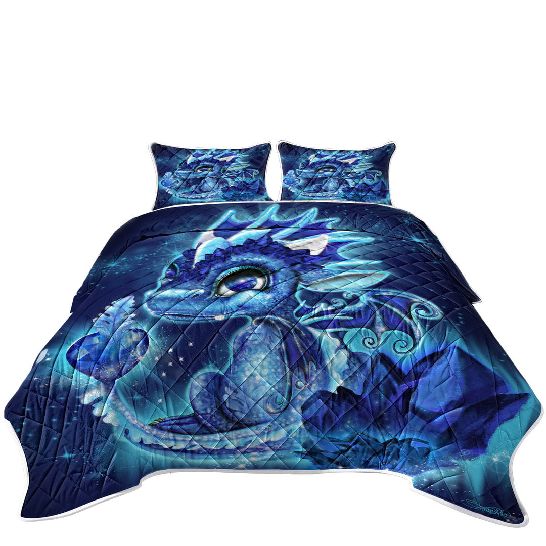 Cute Gift September Sapphire Birthstone Lil Dragon Coverlets