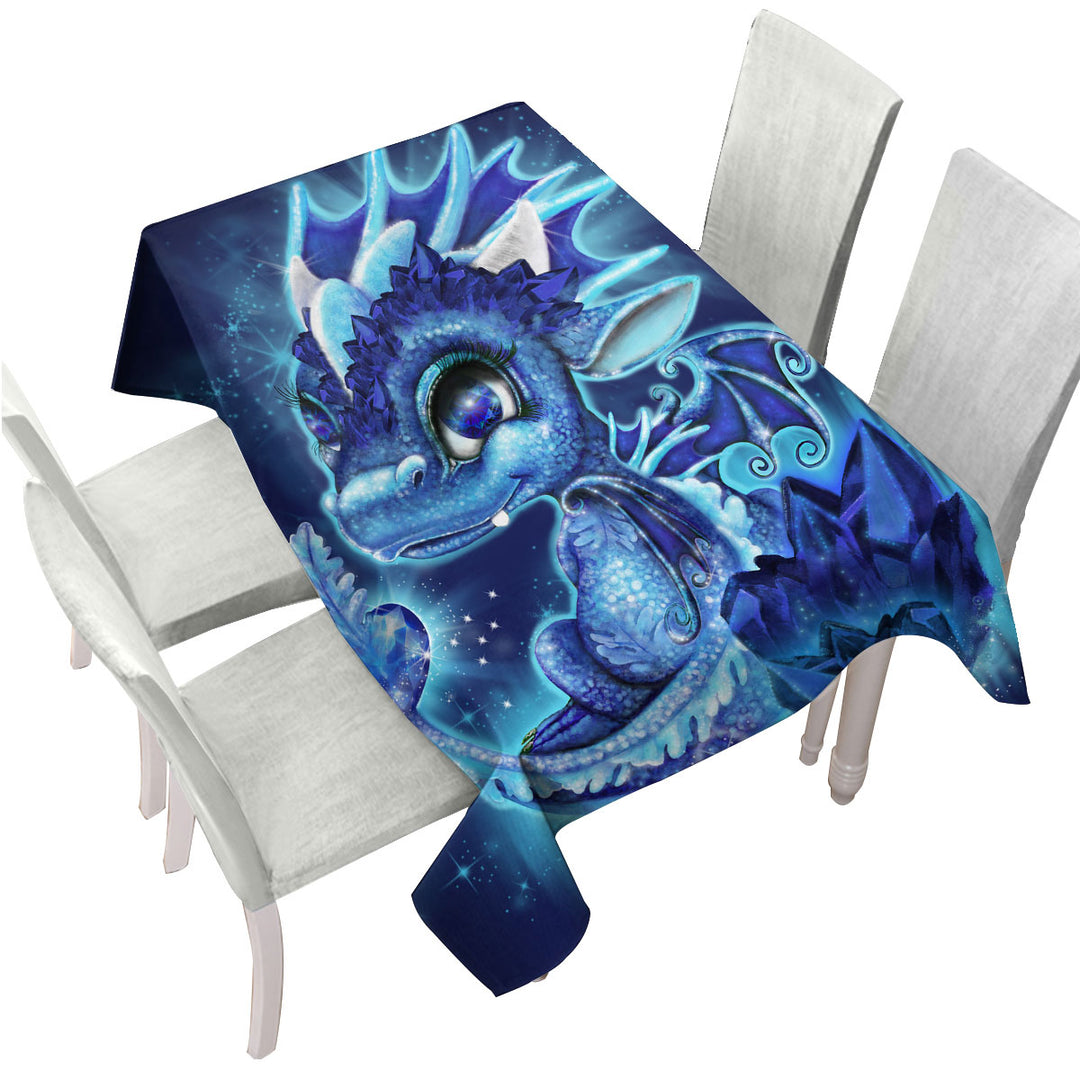 Cute Gift September Sapphire Birthstone Lil Dragon Tablecloth