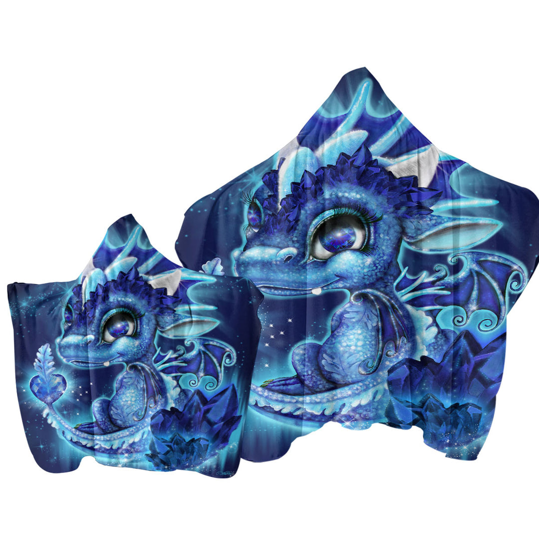 Cute Gift September Sapphire Birthstone Lil Dragon Towel Hoodie