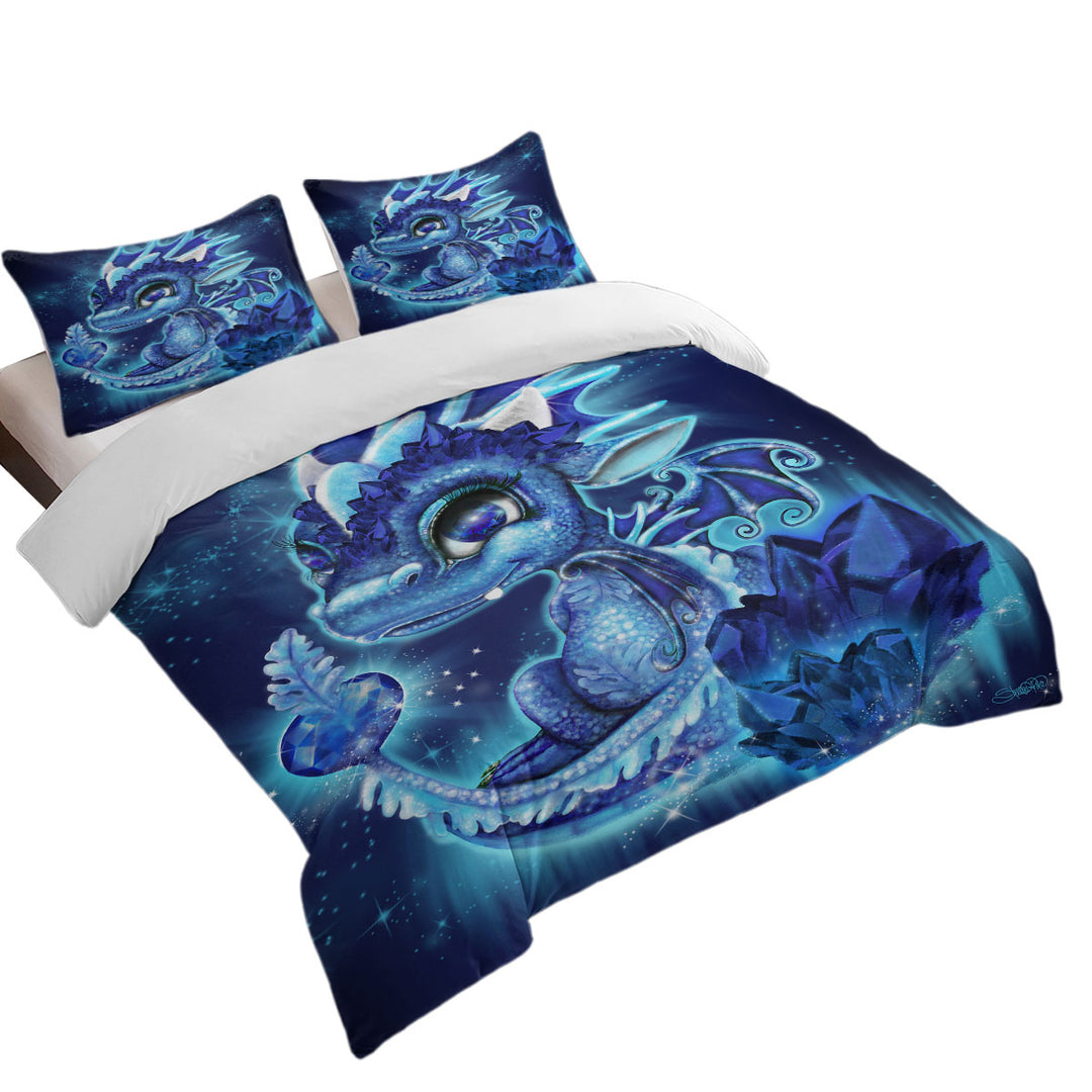 Cute Gift September Sapphire Birthstone Lil Dragon Twin Duvet Covers