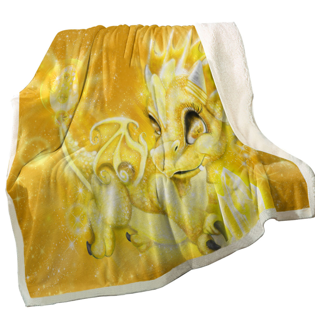 Cute Gift Sofa Blankets for November Yellow Topaz Birthstone Lil Dragon