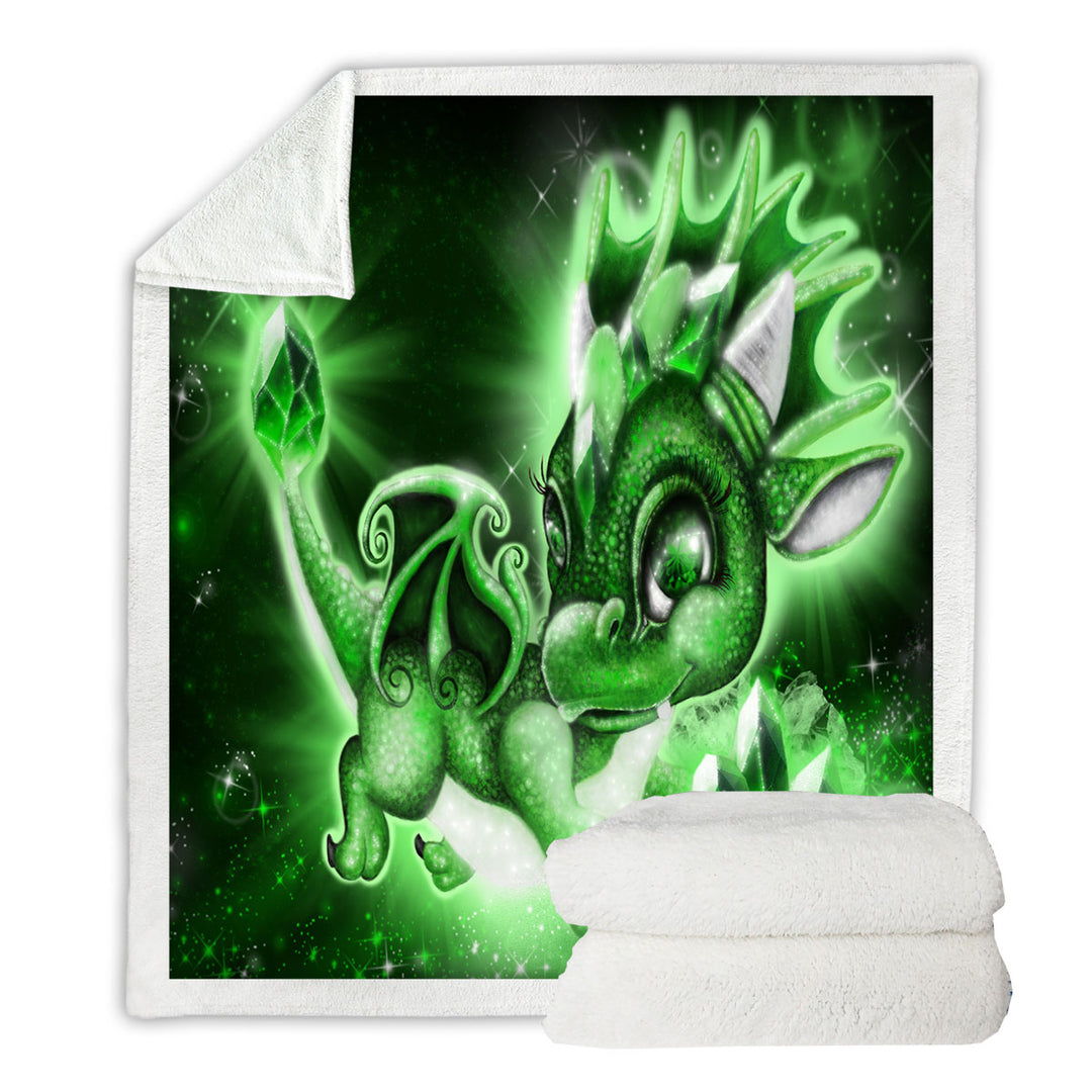 Cute Gift Throws for May Emerald Birthstone Lil Dragon