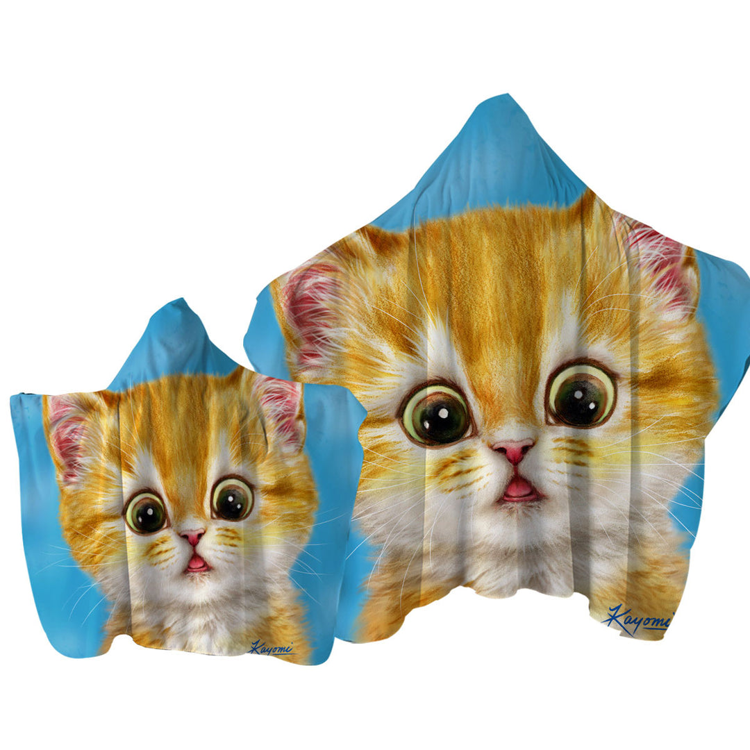 Cute Ginger Cats Designs Surprised Kitten Towel with Hood