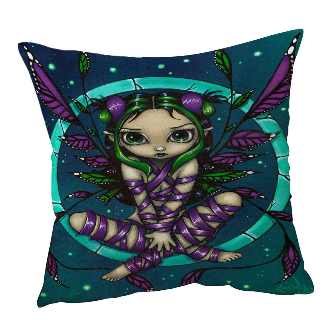 Cute Girls Decorative Pillows Purple Ribbon Fairy