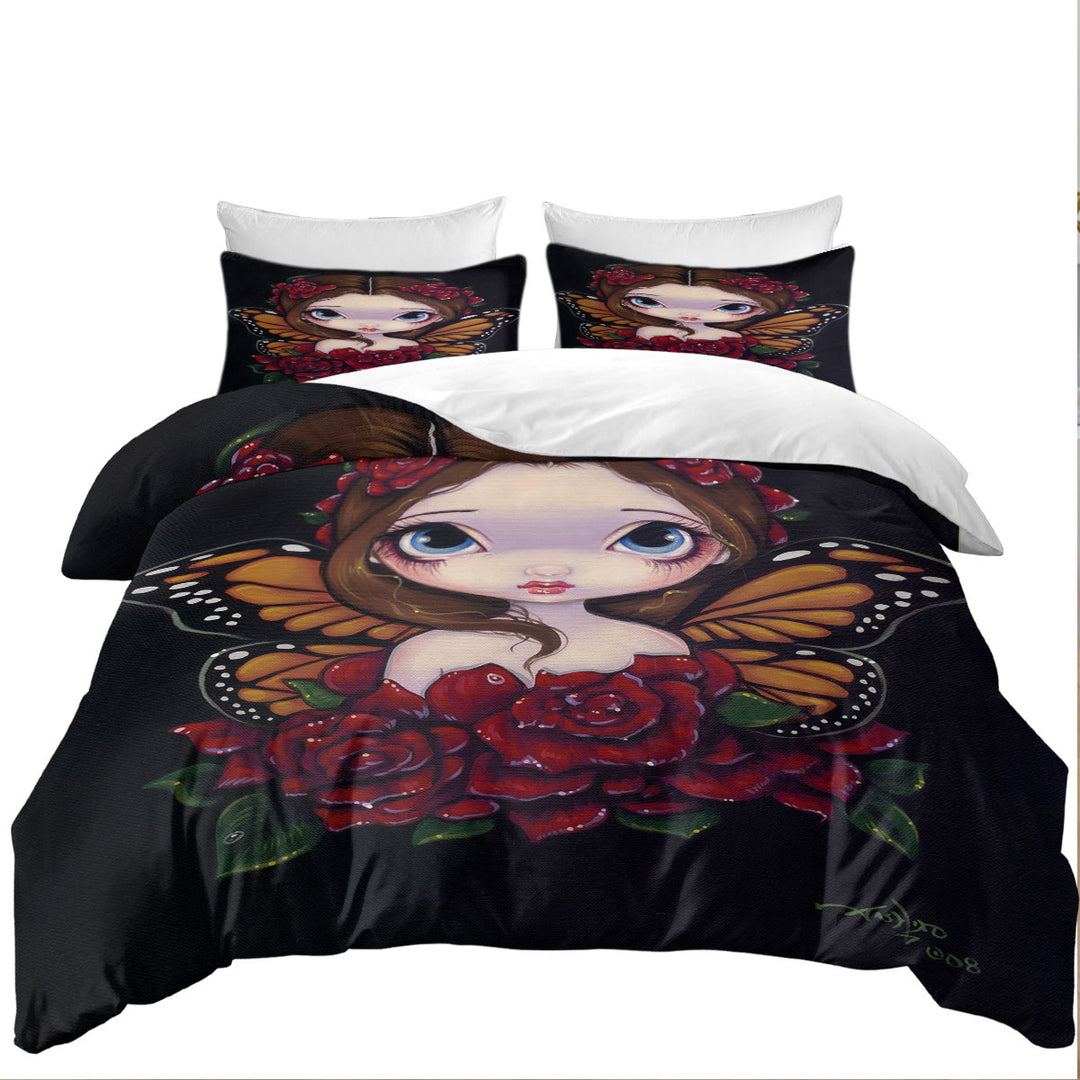 Cute Girls Painting the Butterfly Rose Fairy Duvet Covers