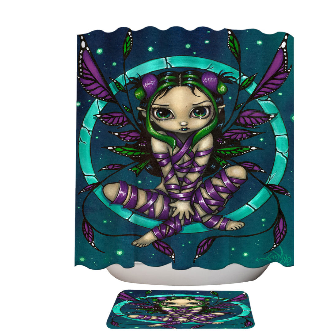 Cute Girls Shower Curtains Purple Ribbon Fairy