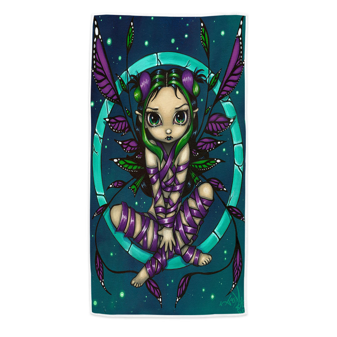 Cute Girls Swims Towel Purple Ribbon Fairy