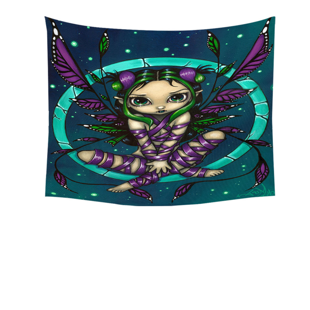 Cute Girls Tapestry Purple Ribbon Fairy