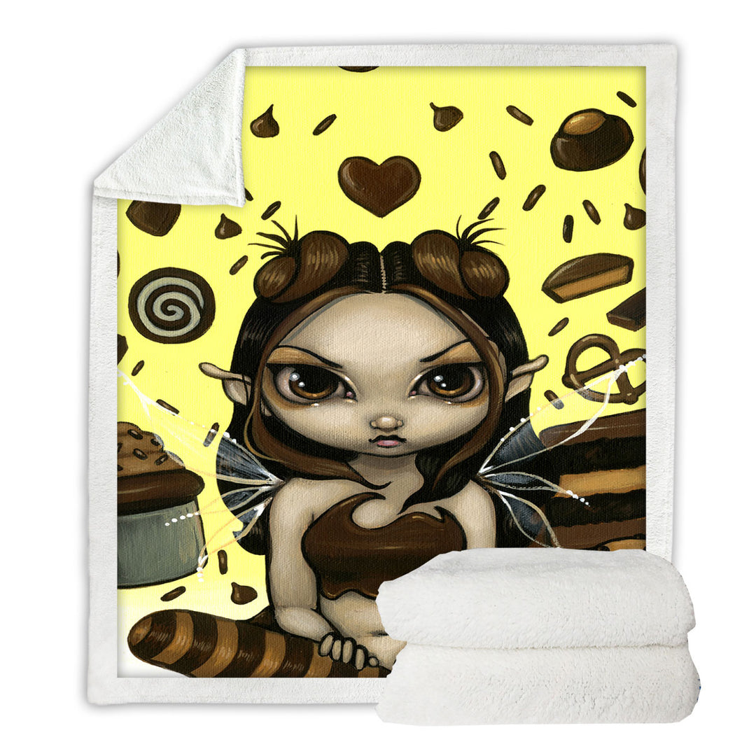 Cute Girls Throw Blanket Fantasy Favorite Treats Chocolate Fairy