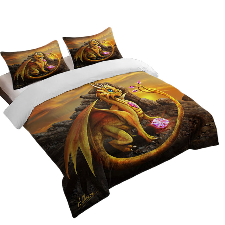 Cute Girly Golden Dragon Duvet Cover sale