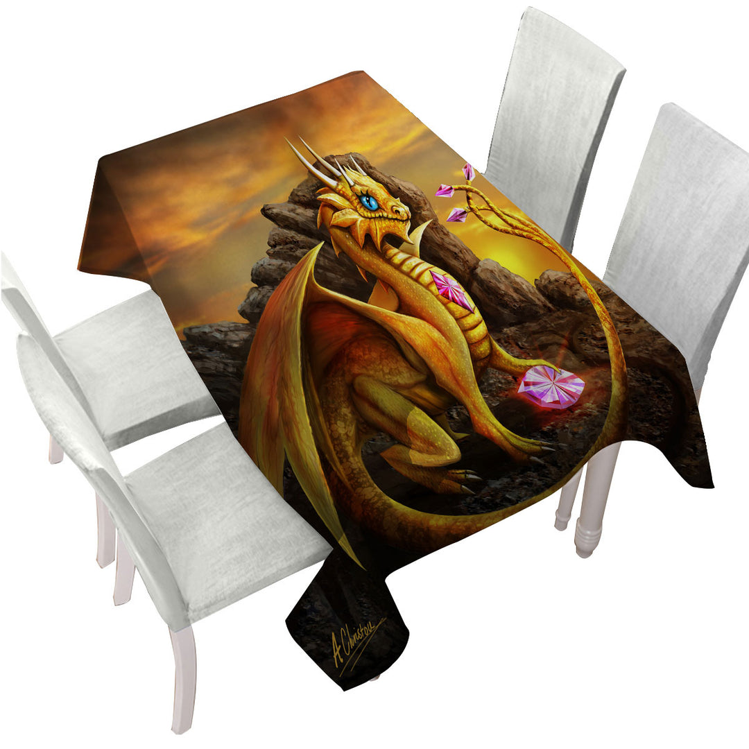 Cute Girly Golden Dragon Tablecloth