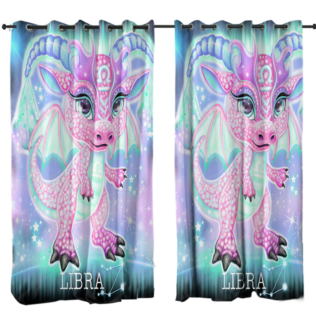 Cute Girly Libra Lil Dragon Curtains