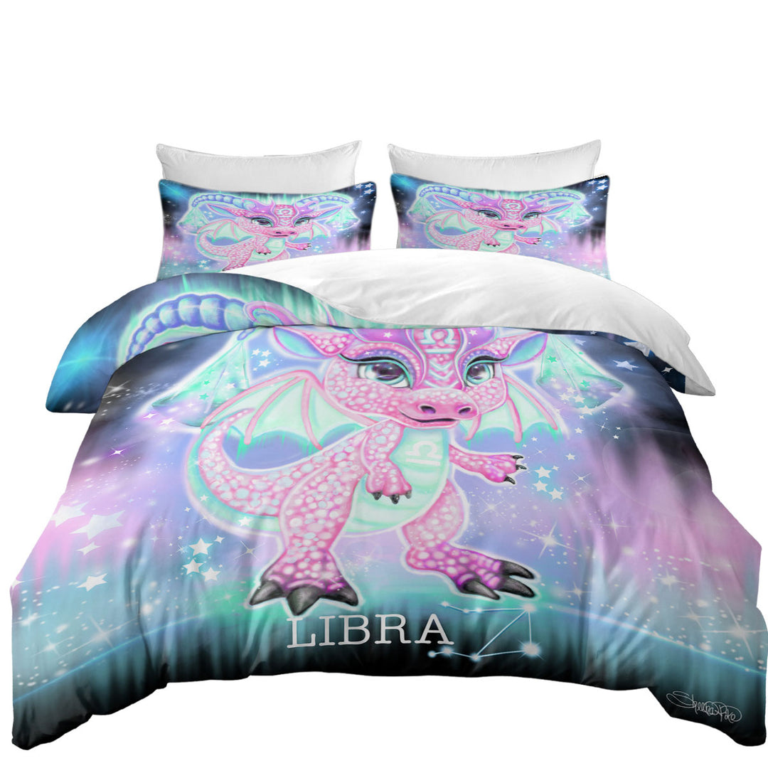 Cute Girly Libra Lil Dragon Duvet Cover Queen