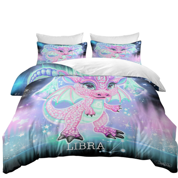 Cute Girly Libra Lil Dragon Duvet Cover Queen