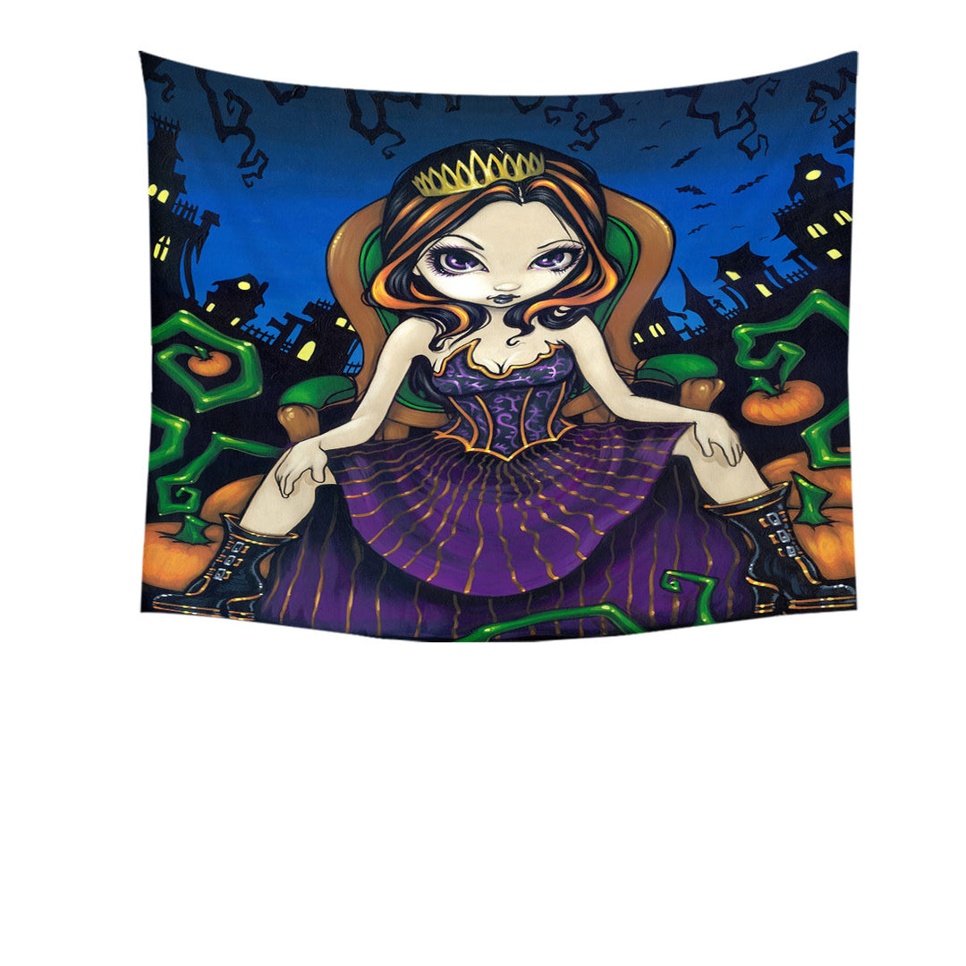 Cute Goth Girl Queen of Halloween Wall Decor Tapestry