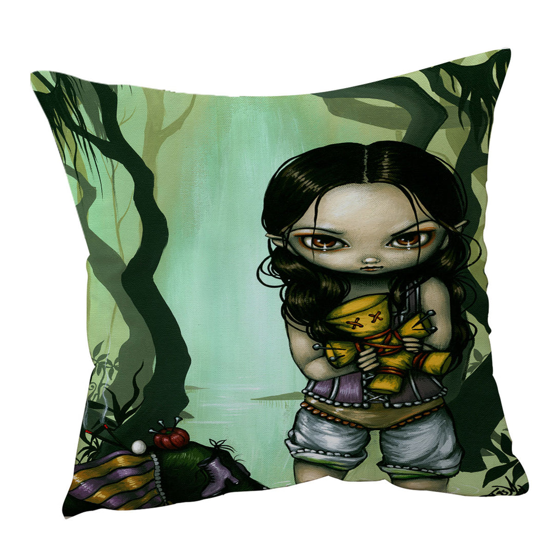 Cute Goth Girl and Voodoo Cushion Cover