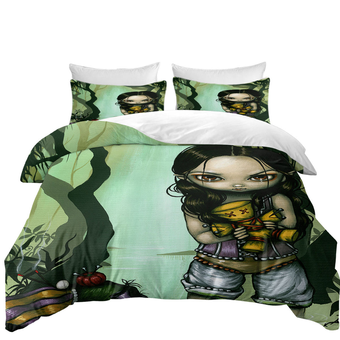 Cute Goth Girl and Voodoo In The Bayou Duvet Cover