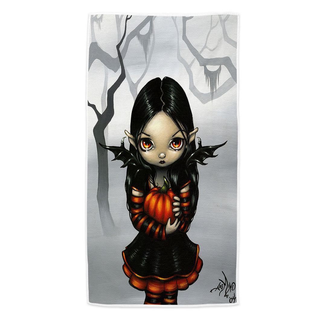 Cute Halloween Pool Towels Design Goth Fairy Pumpkin Pixie