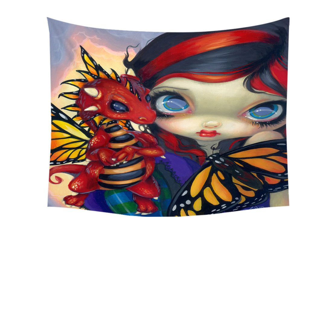 Cute Hanging Fabric on Wall Art Darling Dragonling and Butterfly Fairy