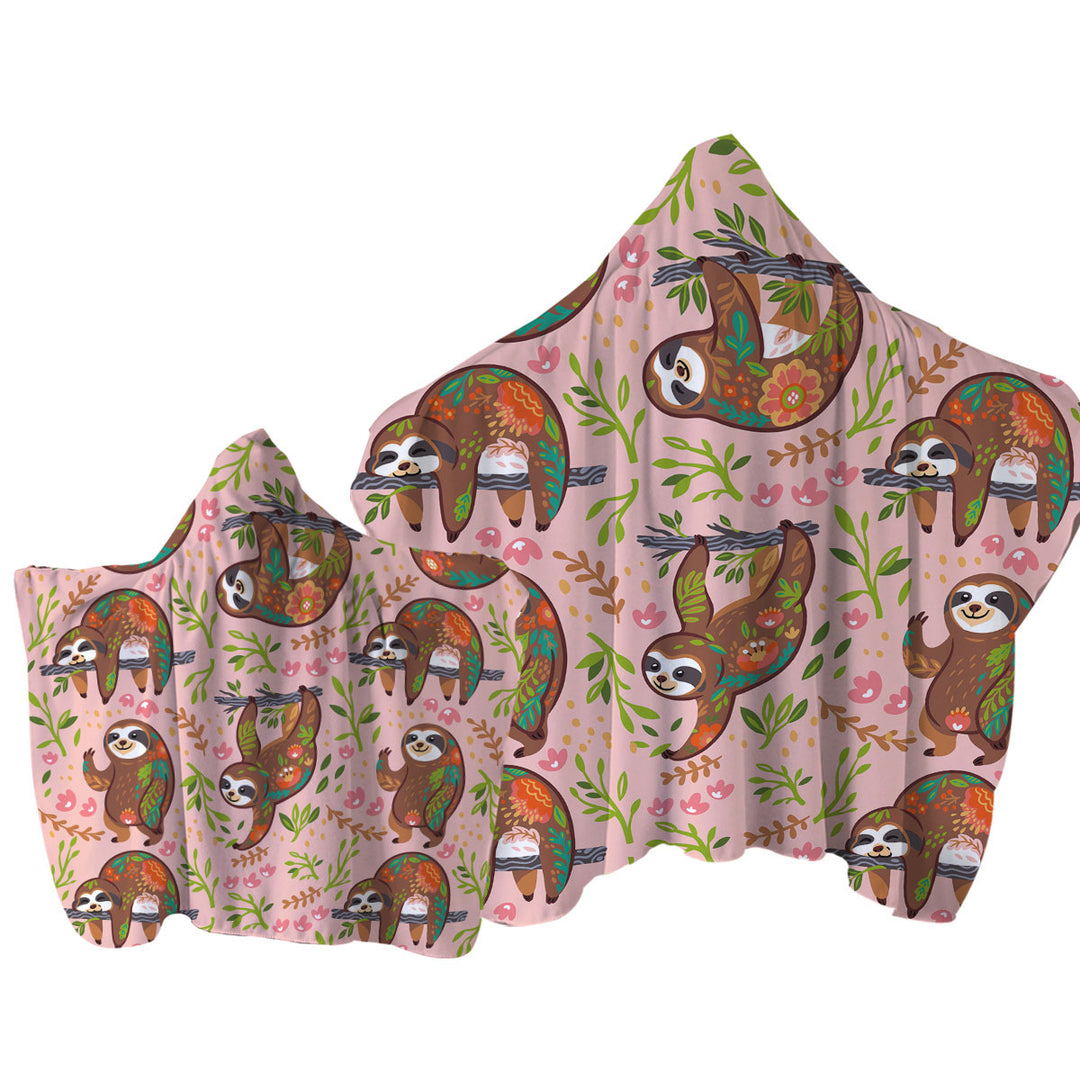 Cute Happy Sloth Pattern for Children Towel with Hood